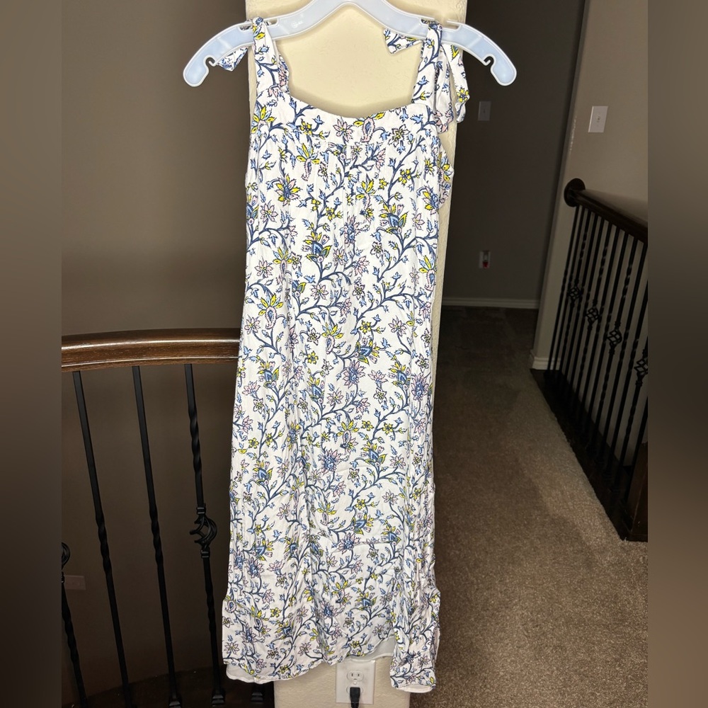 GAP Tie Shoulder Midi White Floral Dress Size 2/S 👗